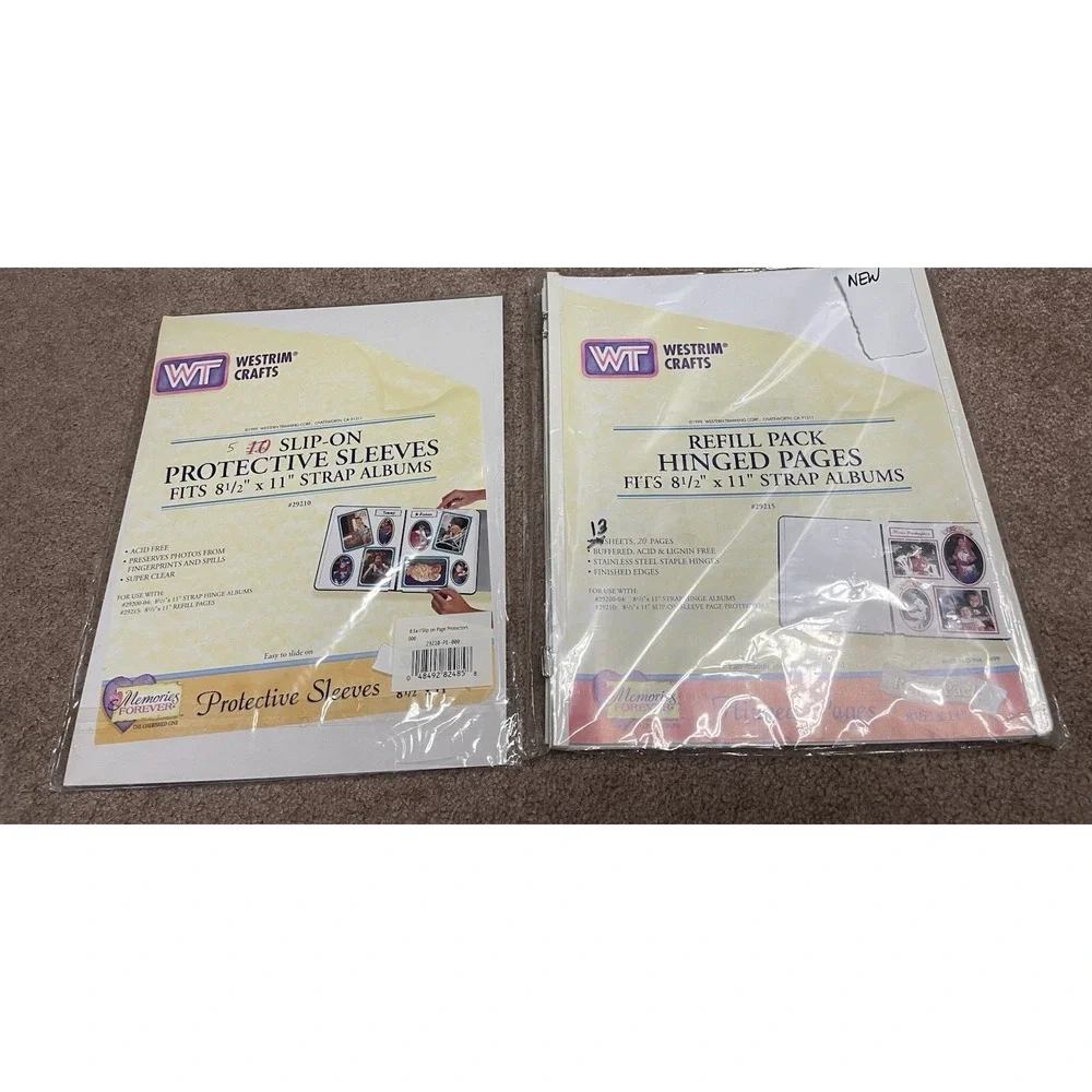 Westrim Crafts Hinged Pages 8.5x11 Strap 13 Pages x 5 Slip On Page Protectors